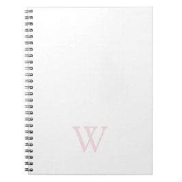 Caderno Espiral Elegante Monograma Inicial Rosa Bege Branco