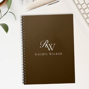 Caderno Espiral Elegante Monograma Marrom