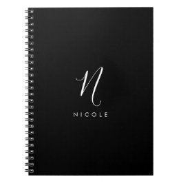 Caderno Espiral Elegante Monograma Preto e Branco