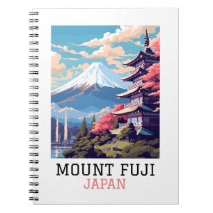Caderno Espiral Elegante Monte Fuji Japão Viagem Art