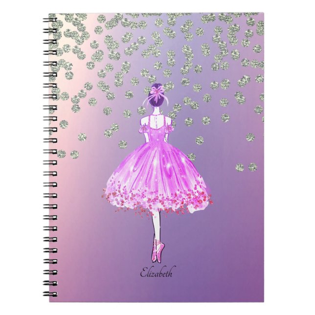 Caderno Espiral Elegante Na moda brilhante Diamantes Ballerina (Frente)