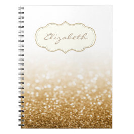 Caderno Espiral Elegante Na moda, Brilhante, Glittery Bokeh