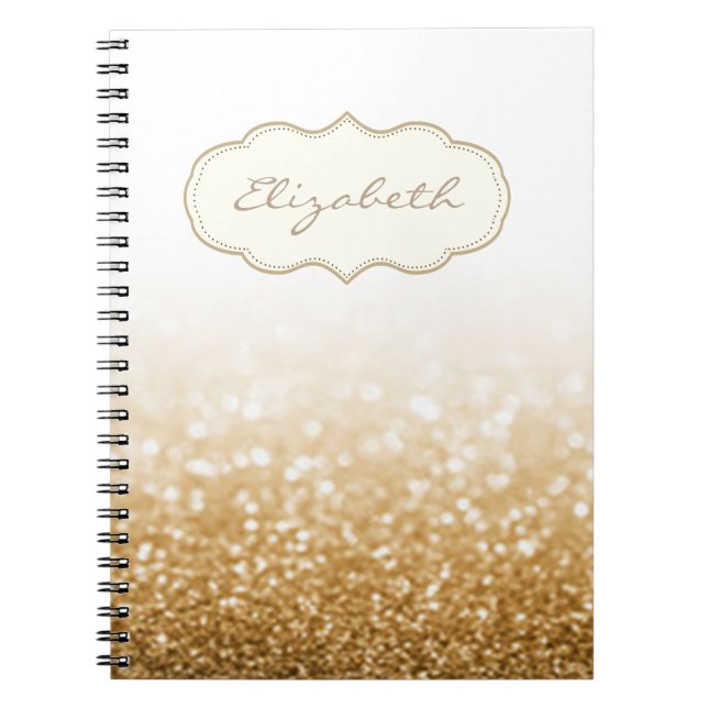 Caderno Espiral Elegante Na moda, Brilhante, Glittery Bokeh (Frente)