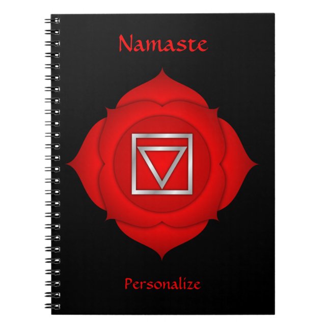 Caderno Espiral Elegante Namaste Red Root Chakra Personalize (Frente)