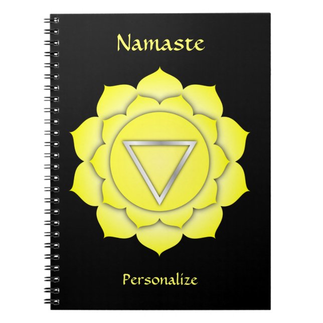 Caderno Espiral Elegante Namaste Yellow Solar Chakra Personalize (Frente)