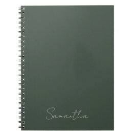 Caderno Espiral Elegante Nome Personalizado Verde Escuro