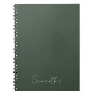 Caderno Espiral Elegante Nome Personalizado Verde Escuro