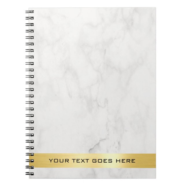 Caderno Espiral Elegante Ouro Branco Modelo Clássico Espiral de Má (Frente)