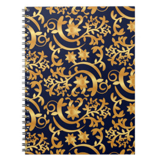 Caderno Espiral Elegante ouro e azul-marinho escuro