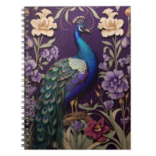 Caderno Espiral Elegante Peacock Em Purple William Morris Inspirou