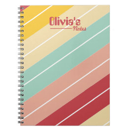 Caderno Espiral Elegante Personalizado com Listras Retrô