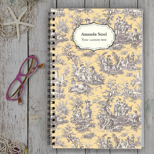 Caderno Espiral Elegante, preto amarelo-preto, de jouy pequeno