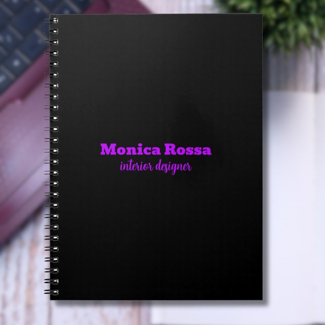 Caderno Espiral Elegante profissional moderno, preto neon roxo (Criador carregado)