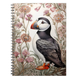 Caderno Espiral Elegante Puffin William Morris Inspirou Flor Rosa