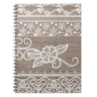 Caderno Espiral Elegante Renda Floral Vintage