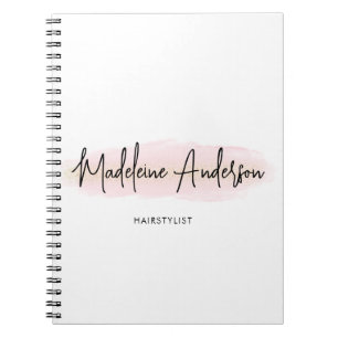 Caderno Espiral Elegante Rosa Bege Dourado Cabelo com Brilho Estil