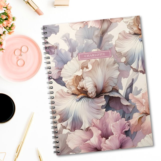 Caderno Espiral Elegante Rosa Blush Girly Floral Personalizado (Criador carregado)