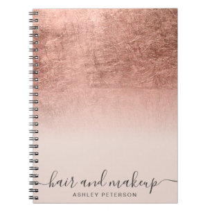 Caderno Espiral elegante rosa de folha de ouro borla