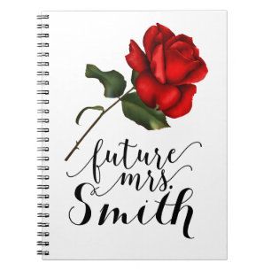 Caderno Espiral Elegante Rosa Vermelha Glamour Floral Futuro Sra.