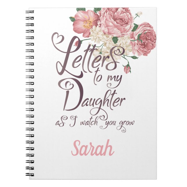 Caderno Espiral Elegante rosas Florais Letras design chic (Frente)