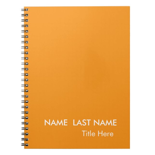Caderno Espiral Elegante Simples laranja Personalizado  (Frente)