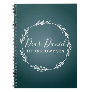Caderno Espiral Elegante Steel Blue Letters to my Son chic design