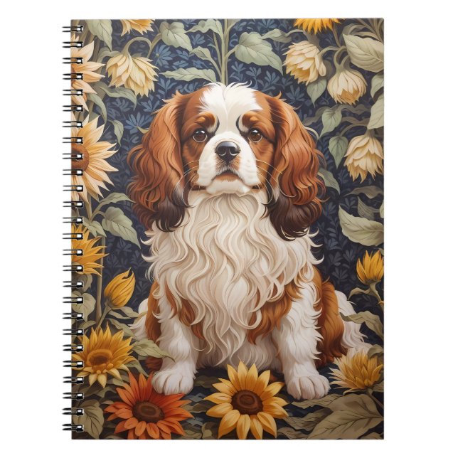 Caderno Espiral Elegante Sunflower Cavalier King Charles Spaniel (Frente)