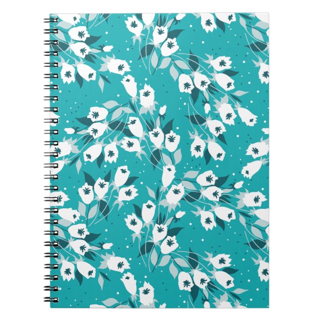 Caderno Espiral Elegante Tulip Flower Pattern Botanical Art Design (Frente)