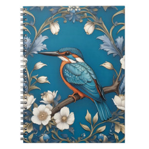 Caderno Espiral Elegante Turquoise Kingfisher Floral