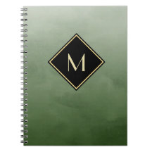 Elegante Verde Esmagado Com Simples Monograma Dour