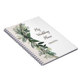 Caderno Espiral Elegante Verde Meus Planos de Casamento e Pensamen