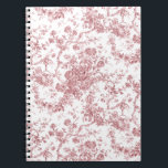 Caderno Espiral Elegante Vintage Francês Gravado Floral Toile-Pink<br><div class="desc">Padrão elegante,  ornamentado,  cor-de-rosa e branco vintage toile de jouy,  com flores exóticas,  vinhas e folhagem interligadas com terras e cestos de rosas. Este padrão foi adaptado de um fragmento histórico têxtil francês cerca de 1910 na coleção Smithsonian. O padrão é de alta resolução,  mas não pode ser marcado.</div>
