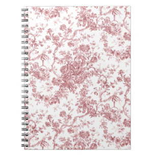 Caderno Espiral Elegante Vintage Francês Gravado Toile-Pink