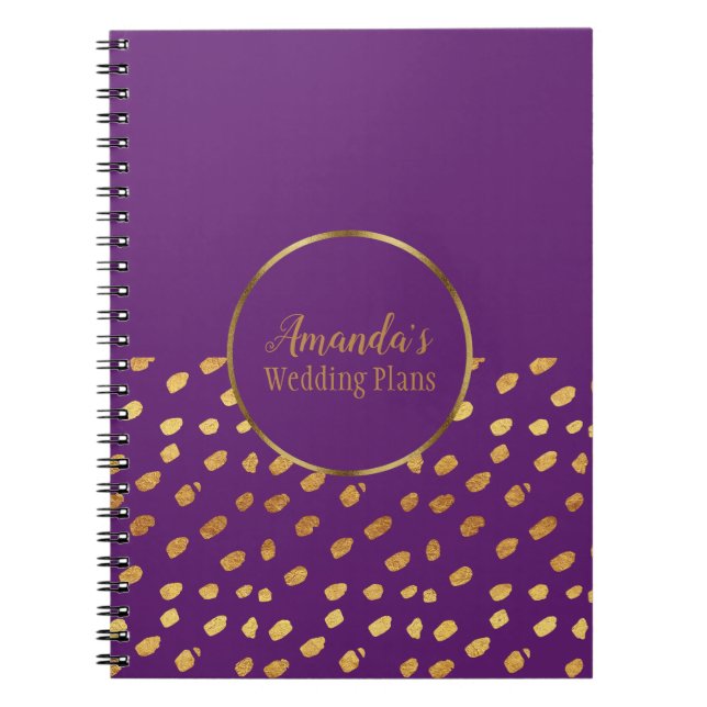 Caderno Espiral Elegante Violet e Dourado Diário de Planos de Casa (Frente)
