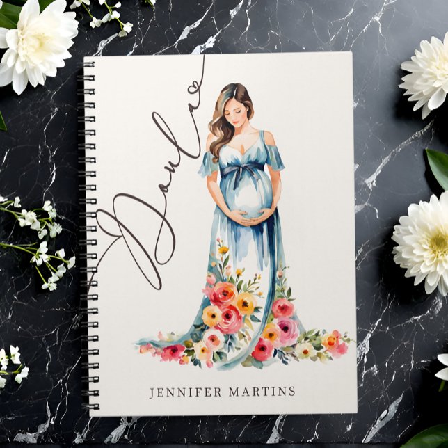 Caderno Espiral Elegante Watercolor Birth & Postpartum Doula (Criador carregado)
