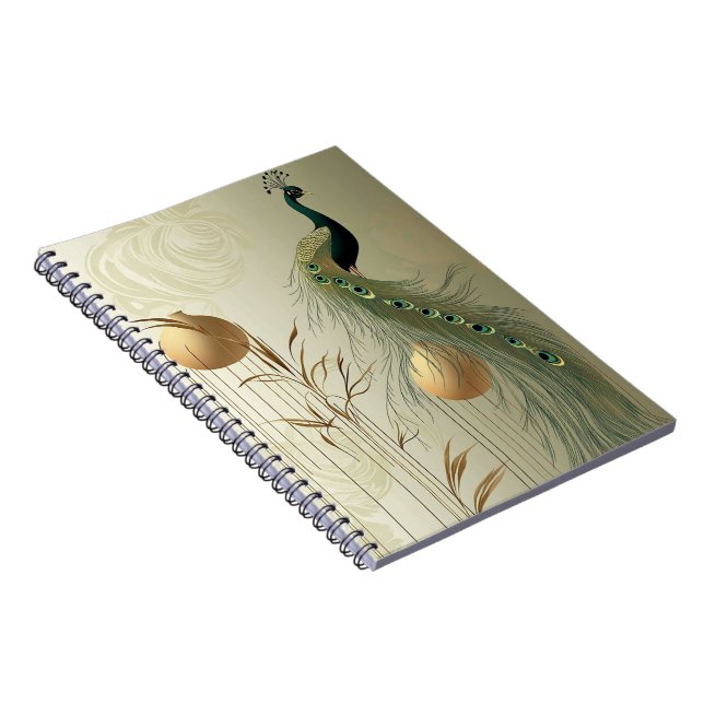 Caderno Espiral Elegantes Notizbuch mit Pfauen-Design (Lado Direito)