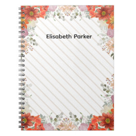 Caderno Espiral Elegantes receitas de cozinha florais rústicas de 