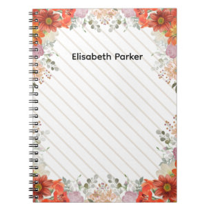 Caderno Espiral Elegantes receitas de cozinha florais rústicas de 