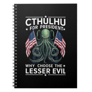 Caderno Espiral Eleições Divertidas de 2024 Cthulhu Para President