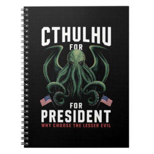 Caderno Espiral Eleições Engraçadas de 2024 Cthulhu para President