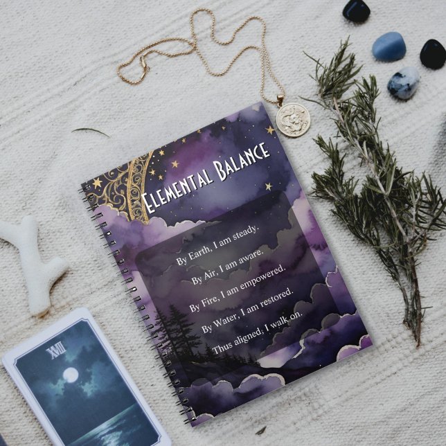 Caderno Espiral Elemental Balance Purple Night Sky Pagan Prayer (Elemental Balance Notebook for Pagan and Wiccan Practices by Starborne Devotionals)