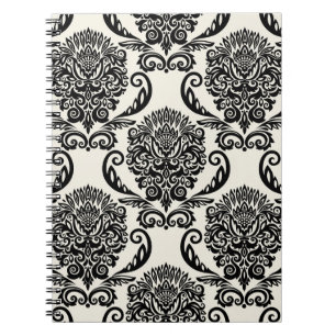 Caderno Espiral Elementos decorativos, desenho sem costura à mão l