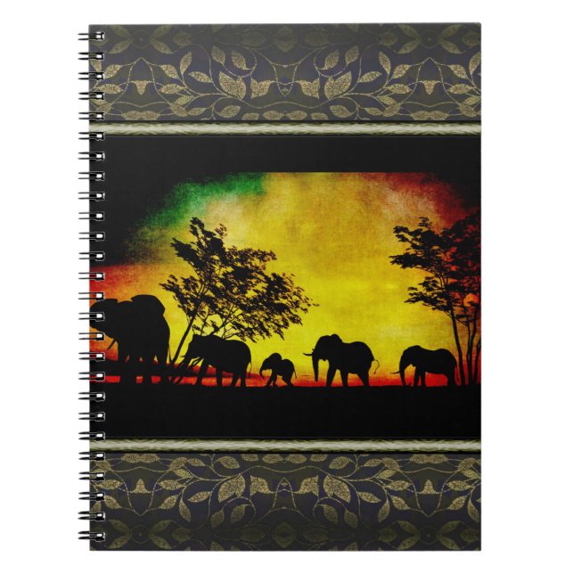 Caderno Espiral Elephants Sunset (Frente)