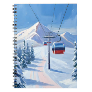 Caderno Espiral Elevador de Esqui Gôndola de Montanha de Neve Aq