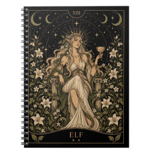 Caderno Espiral Elfo, Arte do Tarot Estrelado