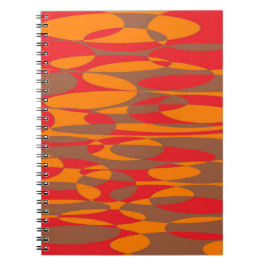 Caderno Espiral Elipticals laranja, vermelho e castanho