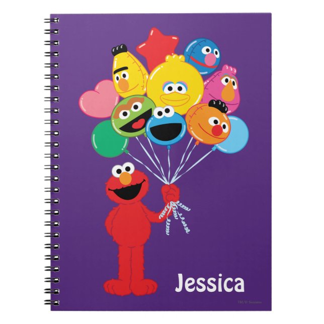 Caderno Espiral Elmo Balloons | Adicione seu nome (Frente)