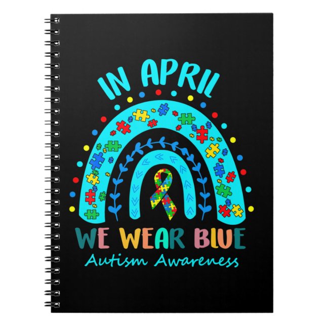 Caderno Espiral Em abril, Vestimos a Autismo Azul Autismo Conscien (Frente)