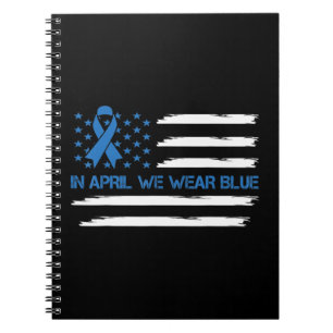 Caderno Espiral Em abril Vestimos Blue Vintage American Flag Ribbo