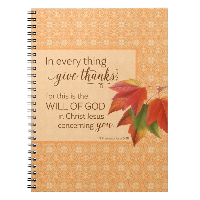 Caderno Espiral Em Cada Coisa Dá Obrigados - 1 Coisa. 5:18 (Frente)